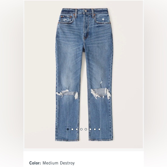 Abercrombie Curve Ultra High Rise Straight Jean/ Medium Destroy Short Length - Picture 2 of 2